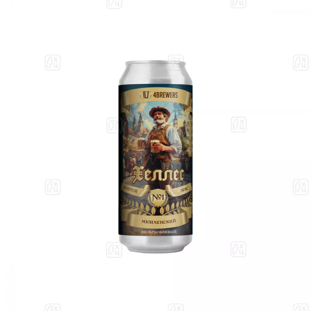 Пиво 4BREWERS Лагер 8 (Хеллес мюнхенский золотой люкс) банка 0,45л
